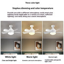 LED Straight Leaf Fan Lamp E27 Screw Detachable Fan Blade Bedroom Three-color Dimming Ceiling Ceiling Fan Lights