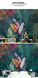 Hand Painted Tropical Rainforest Hotel Background Wallpaper Japanese Banana Leaf Wall