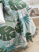 Single Sofa Cover Sofa Blanket Japanese Green Leaf Sofa Cover