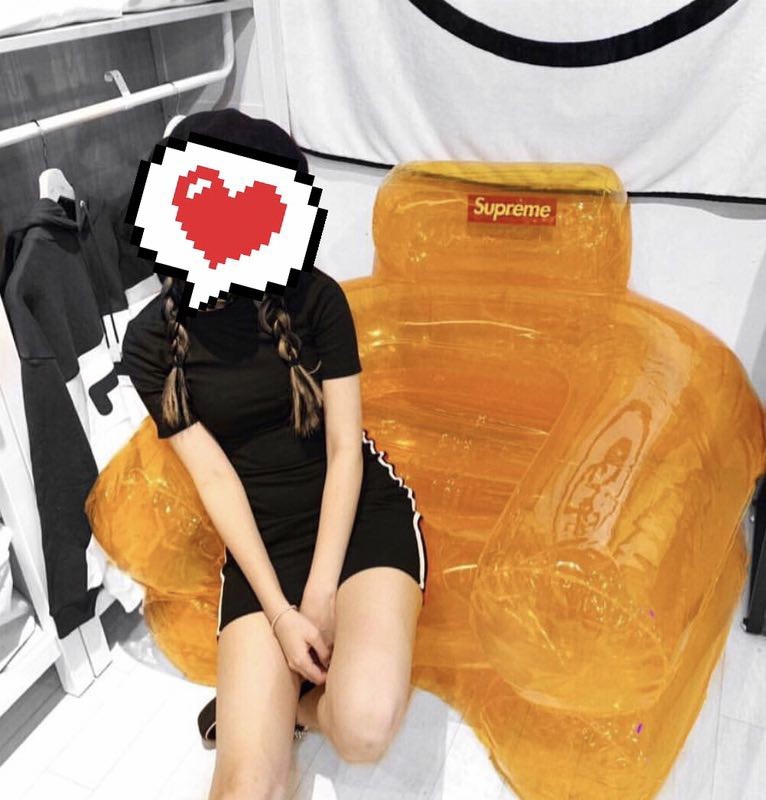 Red sofa chair transparent sofa stool