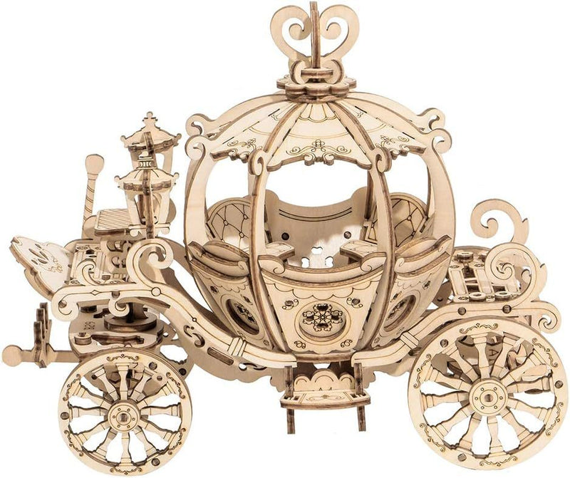 ROBOTIME Pumpkin Cart Hot Air Ballon Airship Gramophone Wooden Puzzle 3D Jigsaw Mechanical Model Construction Toys Gift TG302 TG406 TG407 TG408