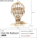 ROBOTIME Pumpkin Cart Hot Air Ballon Airship Gramophone Wooden Puzzle 3D Jigsaw Mechanical Model Construction Toys Gift TG302 TG406 TG407 TG408