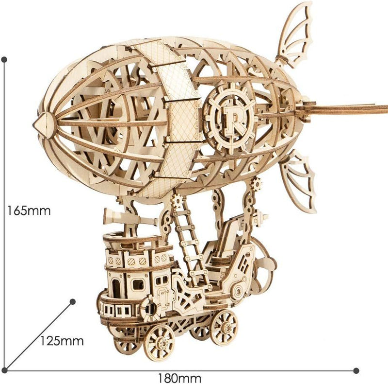ROBOTIME Pumpkin Cart Hot Air Ballon Airship Gramophone Wooden Puzzle 3D Jigsaw Mechanical Model Construction Toys Gift TG302 TG406 TG407 TG408