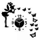 Butterfly Fairy DIY Clock Living Room Acrylic Mirror Sticker Wall Mute Creative Decoration