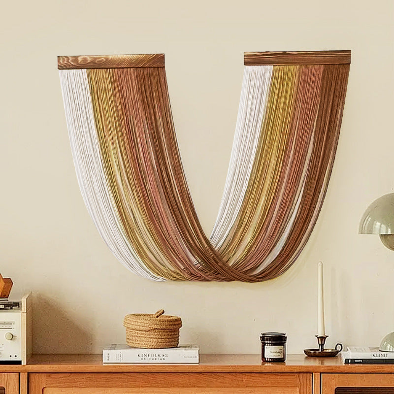 Bohemian Creative Hand Weaving Wood Board Tassel Tapestry