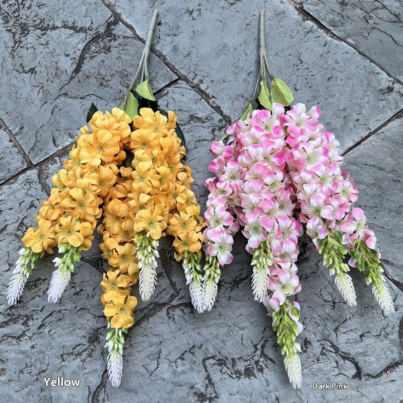 French 5 Fork Hyacinth White Violet Wedding Road Lead Fake Flower