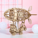 ROBOTIME Pumpkin Cart Hot Air Ballon Airship Gramophone Wooden Puzzle 3D Jigsaw Mechanical Model Construction Toys Gift TG302 TG406 TG407 TG408