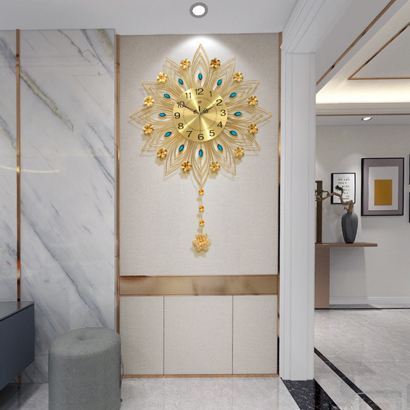 Living Room Light Luxury Clock Home Fashion Simple Flower-shaped Decorative Wall Clock