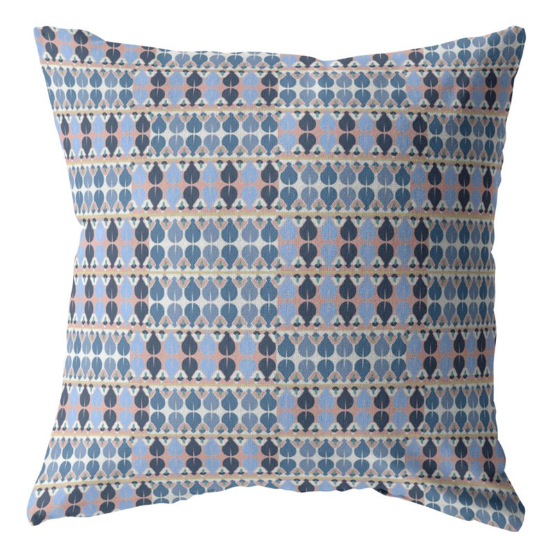 16" Blue Gray Spades Zippered Suede Throw Pillow-2