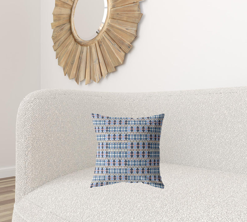 16" Blue Gray Spades Zippered Suede Throw Pillow-1