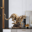Abstract Gold Panther Sculpture Geometric Resin Leopard Statue Home Office