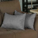 Set Of Two 12" X 20" Gray Zippered Polyester Lumbar Pillow Cover-2