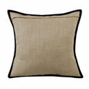 20" Tan And Black Linen Color Block Throw Pillow-3