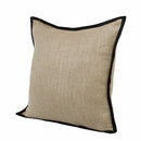20" Tan And Black Linen Color Block Throw Pillow-4