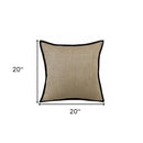 20" Tan And Black Linen Color Block Throw Pillow-5