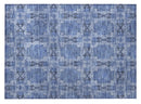2' X 3' Denim Blue and Gray Floral Medallion Washable Non Skid Indoor Outdoor Area Rug-4