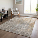 3' X 5' Beige Gray And Taupe Abstract Washable Indoor Outdoor Area Rug-7