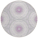 8' Lilac Purple And Ivory Round Floral Medallion Washable Indoor Outdoor Area Rug-1