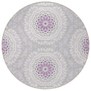 8' Lilac Purple And Ivory Round Floral Medallion Washable Indoor Outdoor Area Rug-4