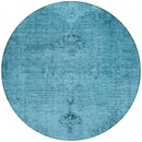 8' Denim Blue And Navy Blue Round Oriental Washable Indoor Outdoor Area Rug-6