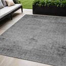 5' X 8' Gray Silver And Charcoal Oriental Washable Indoor Outdoor Area Rug-0