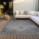 5' X 8' Gray Silver And Charcoal Oriental Washable Indoor Outdoor Area Rug-6