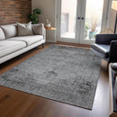 5' X 8' Gray Silver And Charcoal Oriental Washable Indoor Outdoor Area Rug-7
