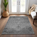 5' X 8' Gray Silver And Charcoal Oriental Washable Indoor Outdoor Area Rug-8
