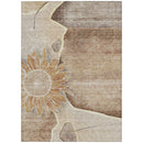 8' X 10' Brown Beige And Taupe Floral Washable Indoor Outdoor Area Rug-6