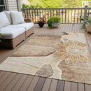 8' X 10' Brown Beige And Taupe Floral Washable Indoor Outdoor Area Rug-7