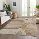8' X 10' Brown Beige And Taupe Floral Washable Indoor Outdoor Area Rug-8