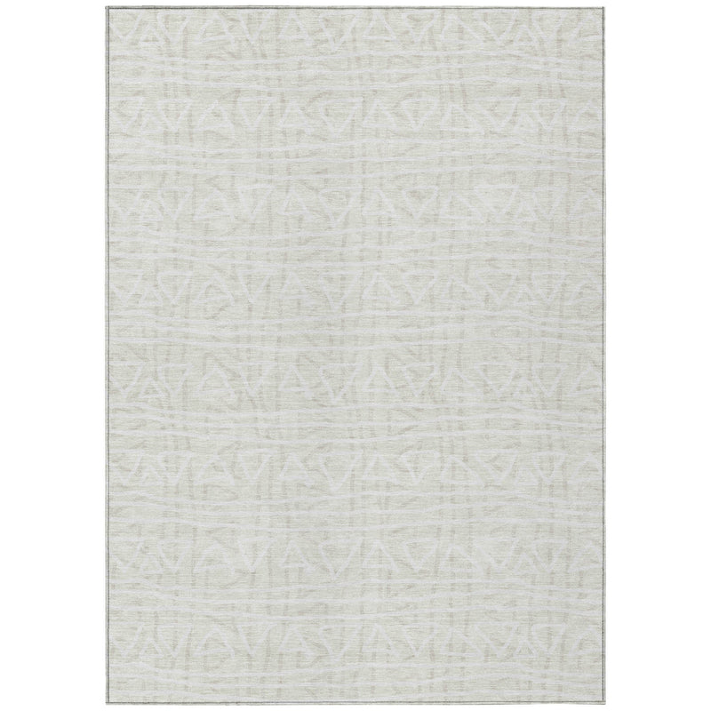 3' X 5' Ivory And Beige Geometric Washable Indoor Outdoor Area Rug-1