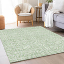 8' X 10' Mint Green Artichoke Green And Ivory Geometric Washable Indoor Outdoor Area Rug-7