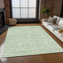 8' X 10' Mint Green Artichoke Green And Ivory Geometric Washable Indoor Outdoor Area Rug-8