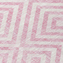 8' Pink And Ivory Round Geometric Washable Indoor Outdoor Area Rug-3