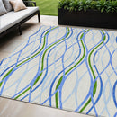 5' X 8' Sky Blue And Beige Abstract Washable Indoor Outdoor Area Rug-0