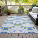 5' X 8' Sky Blue And Beige Abstract Washable Indoor Outdoor Area Rug-6