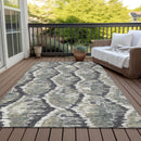 3' X 5' Charcoal Gray And Silver Abstract Washable Indoor Outdoor Area Rug-7