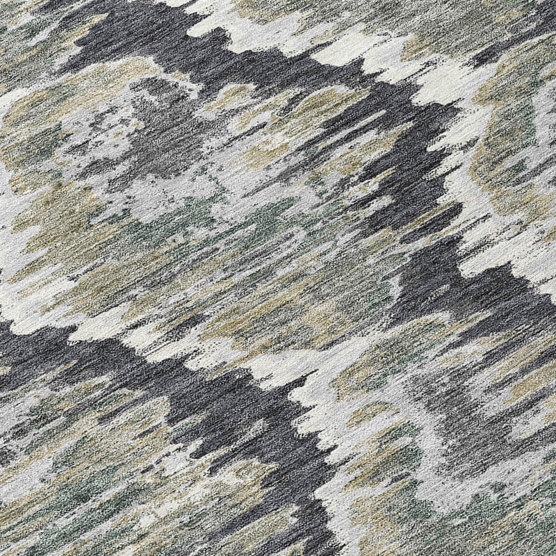 3' X 5' Charcoal Gray And Silver Abstract Washable Indoor Outdoor Area Rug-4