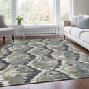 3' X 5' Charcoal Gray And Silver Abstract Washable Indoor Outdoor Area Rug-8