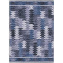 3' X 5' Navy Blue And Sky Blue Southwestern Washable Indoor Outdoor Area Rug-5