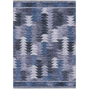3' X 5' Navy Blue And Sky Blue Southwestern Washable Indoor Outdoor Area Rug-1