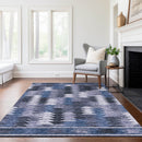3' X 5' Navy Blue And Sky Blue Southwestern Washable Indoor Outdoor Area Rug-7
