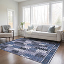 3' X 5' Navy Blue And Sky Blue Southwestern Washable Indoor Outdoor Area Rug-8