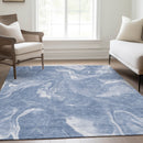8' X 10' Blue And Sky Blue Abstract Washable Indoor Outdoor Area Rug-8