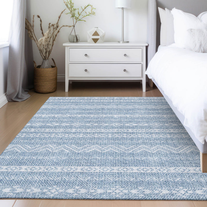 3' X 5' Blue And Denim Blue Southwestern Washable Indoor Outdoor Area Rug-7