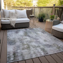 3' X 5' Taupe Gray And Silver Abstract Washable Indoor Outdoor Area Rug-7