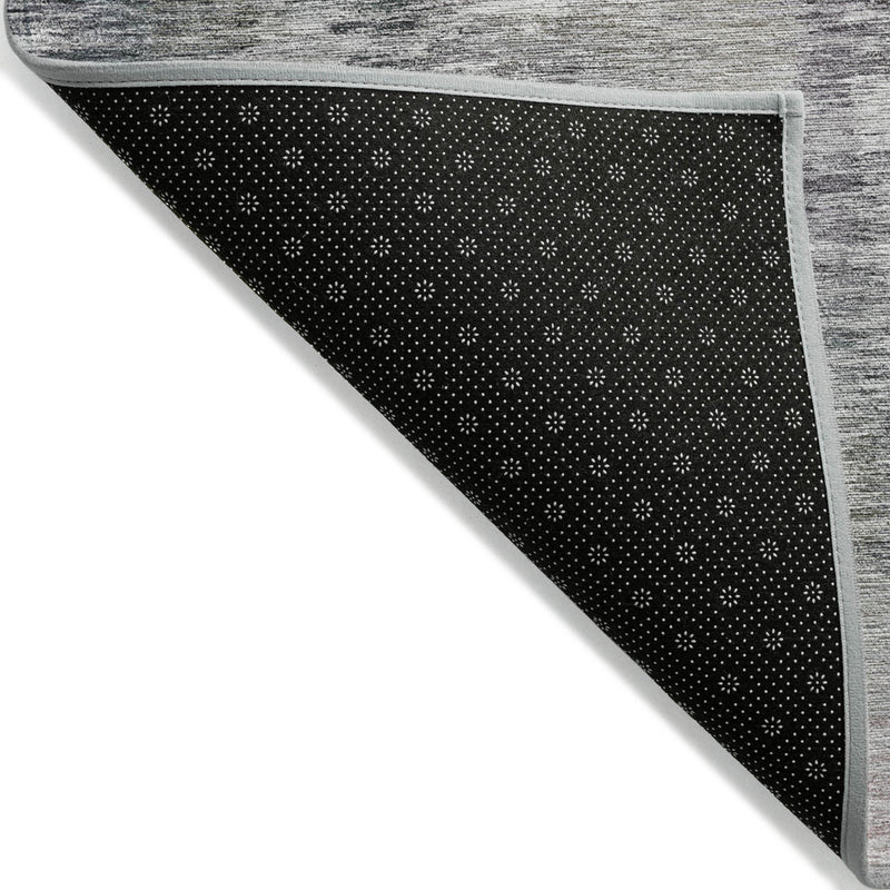 3' X 5' Taupe Gray And Silver Abstract Washable Indoor Outdoor Area Rug-3