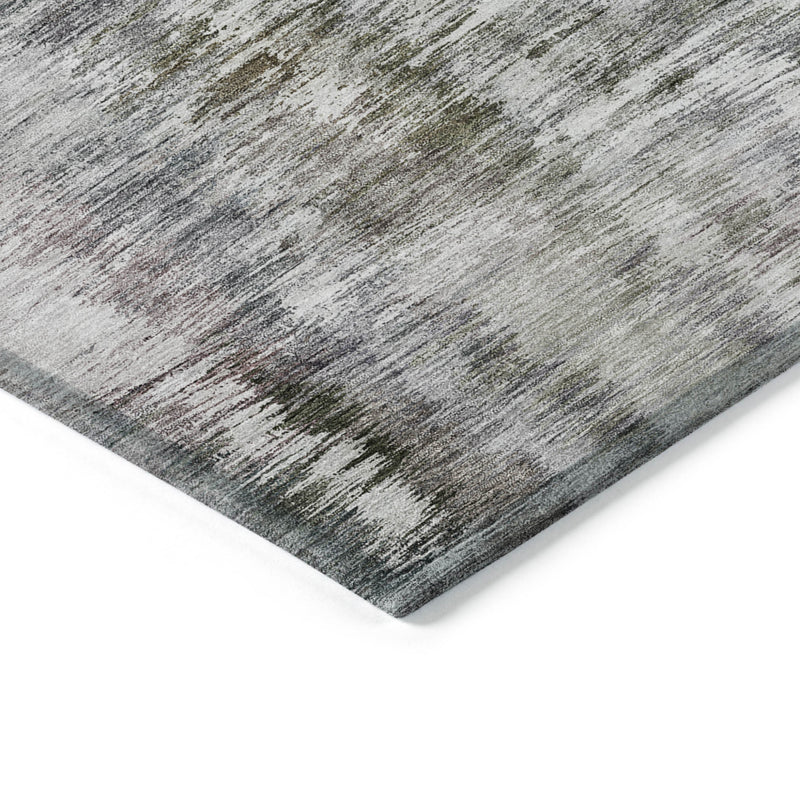 3' X 5' Taupe Gray And Silver Abstract Washable Indoor Outdoor Area Rug-4