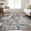 3' X 5' Taupe Gray And Silver Abstract Washable Indoor Outdoor Area Rug-8